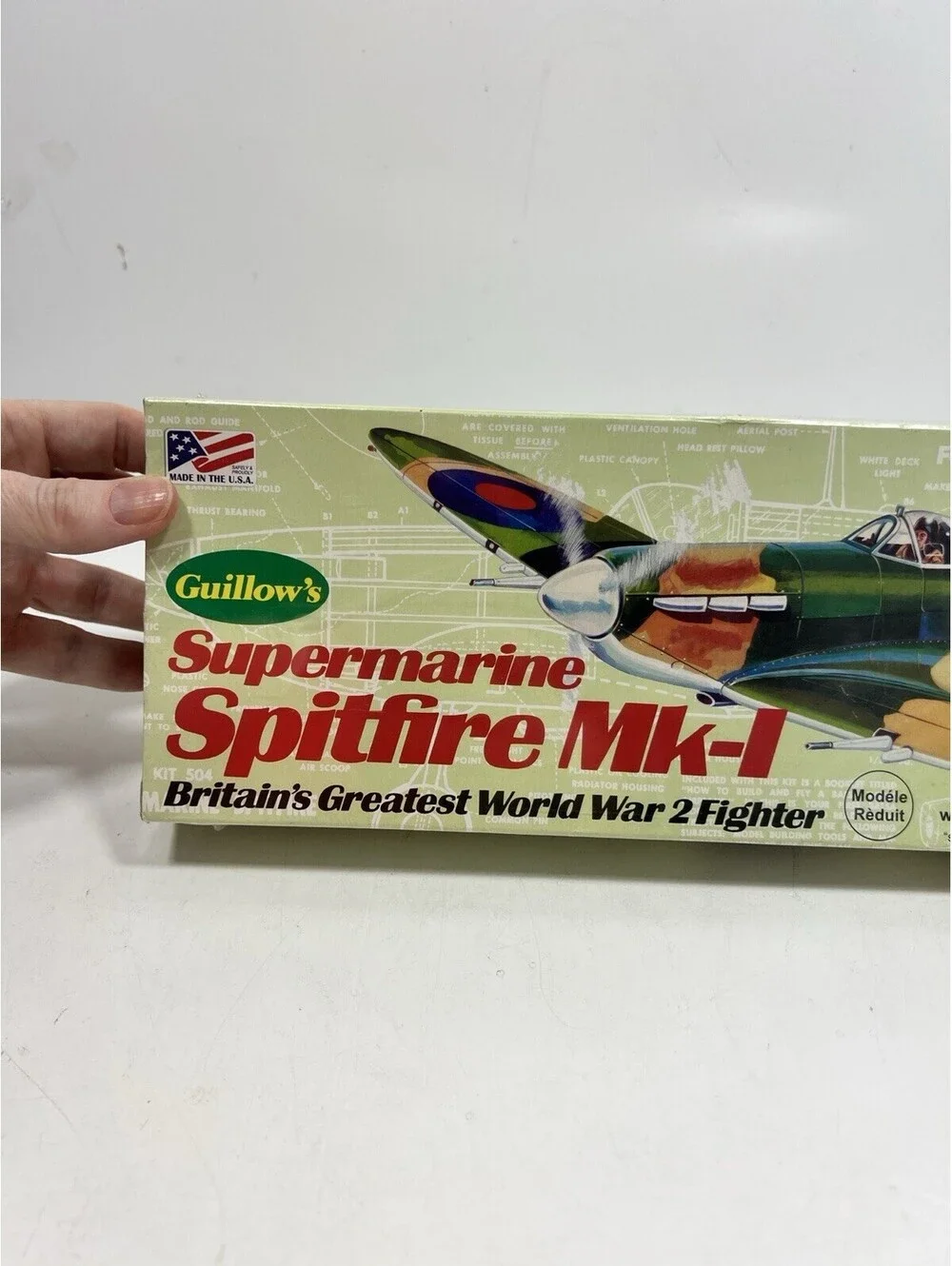 Guillow Supermarine Spitfire Mk-1 Britain WWII Fighter Balsa Model Kit No. 504